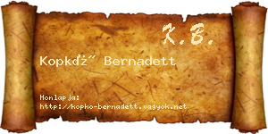 Kopkó Bernadett névjegykártya